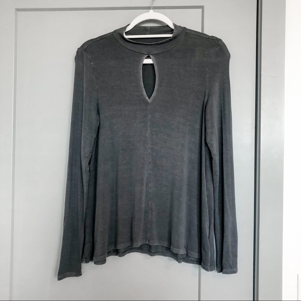 American Eagle Mock Neck Cut-Out Long Sleeve Top